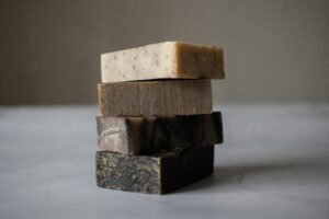 A stack of handmade organic soap bars, perfect for eco-friendly skincare routines.